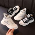 Children's Shoes High-Top Children's Casual Shoes Boys Girls' Sneakers Fashion Shoes Spring and Autumn New Mid-Top Board Shoes Biscuit Shape Shoes. 