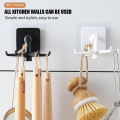 Kitchen Utensil Hanger with 6 Hooks,Under Cabinet Utensil Holder 360° Rotatable Kitchen Hooks Utensil Rack Space Saving No Drilling Nail Free.... 