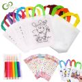 DIY Eco-friendly Graffiti Bag with Markers Children Handmade Painting Non-woven Bag Kids Art Craft Color Filling Drawing Toy DDJ. 