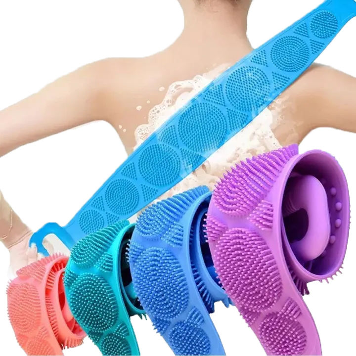 Silicone Back Scrubber Bath Shower Silicone Body Massage Brush / Silicone Bath Towel Exfoliating Body Brush Belt Cleaning Shower Strap Double-Sided Washing Towel Scrubber