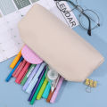 Artificial Leather PU Pen Bag Organizer School Office Supplies Pencilcase Students Stationery Simple Large Capacity Pencil Bag Fashion Dustproof Storage Box 1Pcs. 