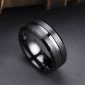 Beveled Edge Never Color Fade 8mm Stainless Steel Rings for Men Gifts. 