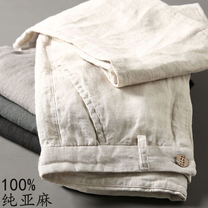 Linen%20Pants%20Men's%20Summer%20Thin%20Pure%20Color%20All-Matching%20General%20Anesthesia%20Casual%20Pants%20Loose%20Retro%20Trousers%20Straight%20Pure%20Linen%20Pants%20-%20Image%206