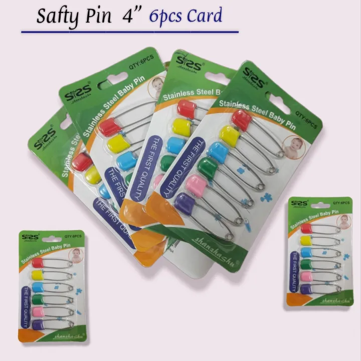 Pack of 4" 6 Beautiful Beginnings Safety Lock Nappy Diaper Pins Pink/Blue | INeedz KUH 522 KUH