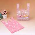 50/100 Pcs Sakura Plastic Bag with Handle 4 Sizes Fresh-keeping Candy Wedding Cartoon Gift Shopping Kitchen Storage Organization. 