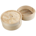 2X Bamboo Steamer 2 Tier 8 Inch Dim Sum Basket Rice Pasta Cooker Set with Lid By Steam Basket for Vegetables. 