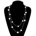 Long Double Layer Simulated Pearls LadIes Necklaces Clavicle Fashion Jewelry Sweater Chain Long Necklace for Women. 