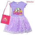Diana and Roma Show Clothes Baby Girls Casual Dresses Kids Cartoon Clothes Children Short Sleeve Wedding Dress with Small Bag. 