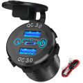 NEW DaierTek Car USB Charger Socket Metal 60W Car Charger 12V 24V USB Outlet PD USB-C Two QC3.0 Ports Touch Switch For Boat Marine. 