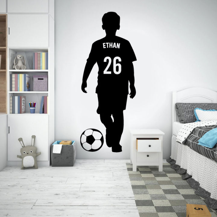 Custom Name and Number Soccer Player Wall Decal Home Decor for Boys ...