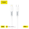 Foneng X66 PD Data Cable 1M, 20W Quick Charging - Type-C to Lightning (iPhone) - Durable and Efficient Charging Solution. 