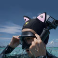 3MM Women Cat Ears Diving Hood Neoprene Diving Hood Waterproof Hat Wetsuit Hood Cap Swimming Snorkeling Caps With Chin Straps. 