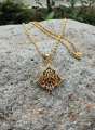 Gold plated 2 mm 18/24 Inch's KERALI chain with Spider design multi stone Pendant for women and Girl. 