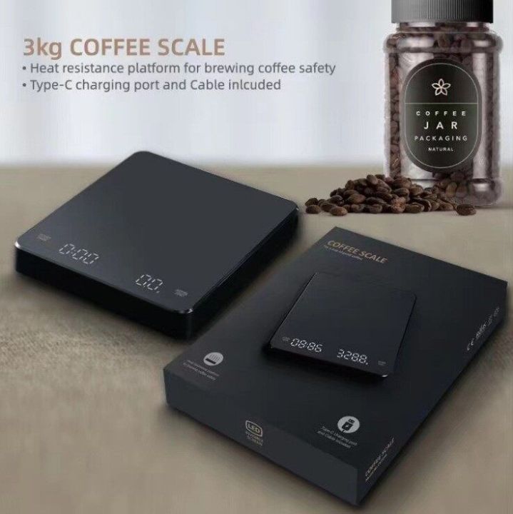 3KG/0.1G Premium Coffee Espresso USB Kitchen Scale Coffee Scale Baking