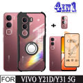 4In1 Vivo Y21d Shockproof Phone Case for Vivo Y31 5G 2025 Y21D Anti Spy Privacy Tempered Glass Screen Protector + Mobile phone holder+Lens Film. 