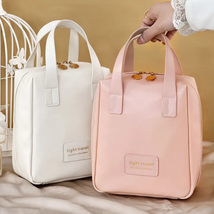 Pu Makeup Bag With Handle, Multi-functional Makeup Bag, Waterproof Portable Multi-layer PU Toiletries Cosmetics Storage Bag