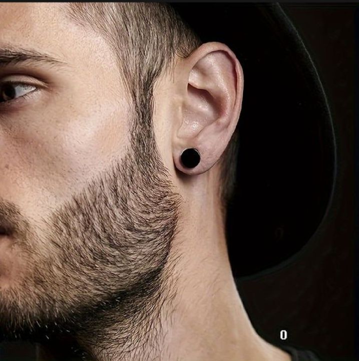 Magnetic Earrings - Black and Silver Clip-On Studs for Men and Women