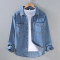 Denim Style Spring and Summer Men's New Shirt Coat Men's Casual Spring and Autumn Top Long Sleeve Denim Shirt Men's Thin. 