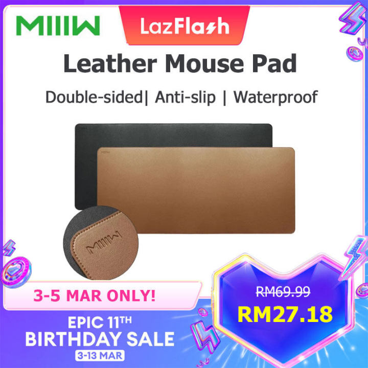 MIIIW Deskmat Mouse Pad Large Laptop Keyboard Pad Mat Leather Mousepad Anti Slip Desk Table Pad Mat 900 X 400mm Double-sided Waterproof