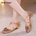 Girls Princess Shoes Sequined latin dance shoes for kids girl low heels 3cm Party Dress Wedding sandals butterfly Salsa Dance Sh. 