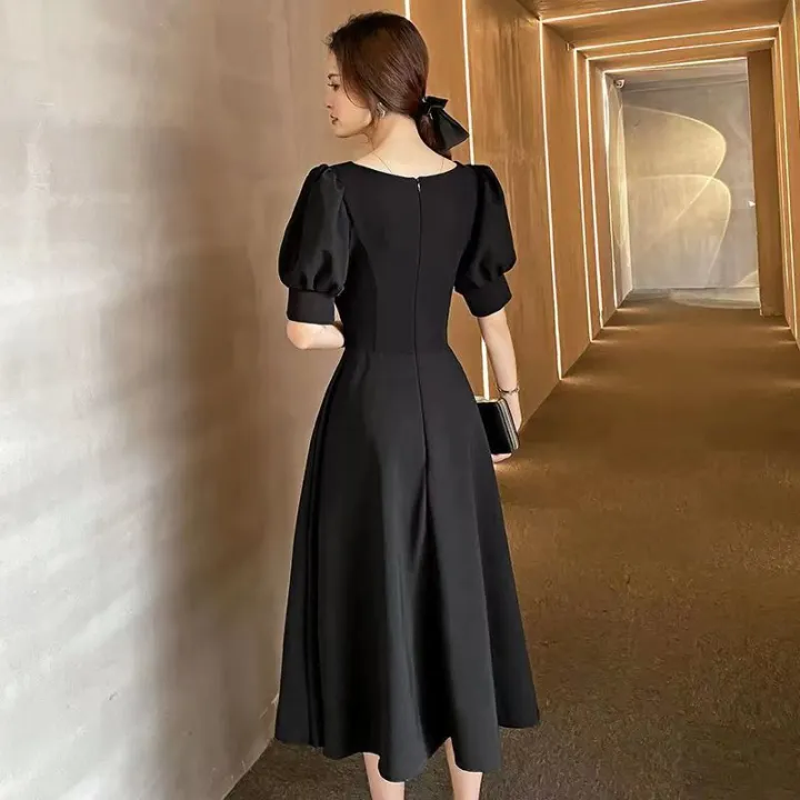 Black Evening Gown 2024 New Popular French Entry Lux Temperament Banquet Annual Meeting Dinner Suit Female Daily Style