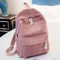 velvet Corduroy backpacks for women  zipper pink School backpacks for teenage girls Striped rucksack for travel for School College Outdoor activities Traveling  use. 