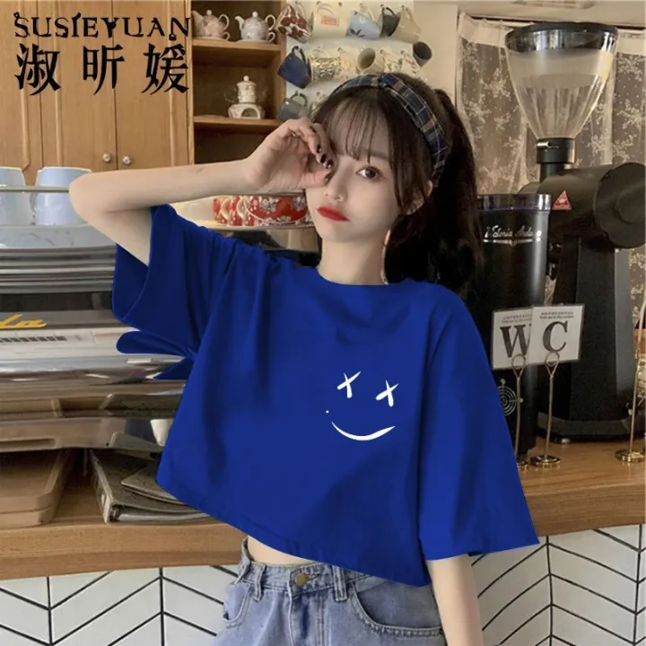 Shu%20Xinyuan%20100%25%20Cotton%20Summer%20Korean%20Style%20Short%20Sleeve%20T%20Women's%20T-shirt%20New%20Cropped%20Short%20All-Match%20Printed%20Top%20ins%20Tide%20-%20Image%203