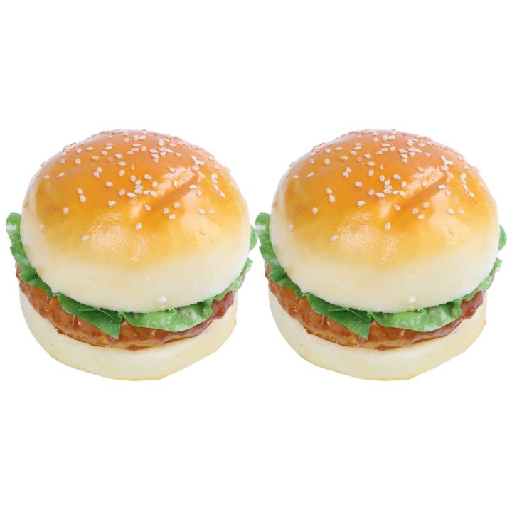 2Pc Realistic Hamburger Lifelike Simulation Fake Hamburger Bakery Display Kids Food Bread Home Decoration