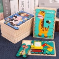 Leiyan2025 Double-sided Kids Wooden Puzzle/2in1 Creative Strip Puzzle Jigsaw Toy for Children/Animal Vehicle 3D Stacking Puzzle/Montessori Early Learning Toy/Early Education Puzzle. 