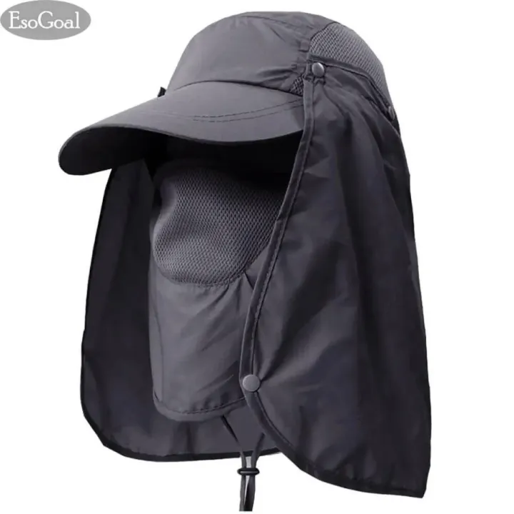 EsoGoal Summer Sun Hat Protection Caps Flap 360°Outdoor Fishing Hats With Removable Neck Face Flap Cover, UPF 50+ For Men And Women