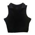 Collar Neck, Sleeveless Collar Tight Tank Crop Top For Women/ Fitted Ladies / Girls In Green And Black Colors. 