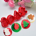 4Pcs/Set Christmas Cookie Biscuit Mold 3D Cookie Plunger Cutter Diy Baking Mould. 