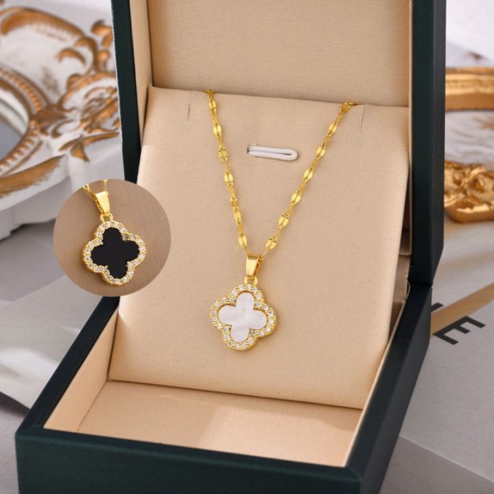 ShopSphere%20Vintage%C2%A0Diamond%20Clover%20Necklace%20for%20Women%20Kwintas%20Gold%20Stainless%20Steel%20Pendant%20Chain%20Choker%20Accessories%20Jewelry%20-%20Image%202