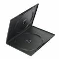 Double 2-Disc CD DVD Cases in 14mm Standard Thickness with Side-by-Side Hubs in Black. 