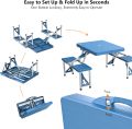 4 Ft Camping Picnic Table Set with 4 Seats with Umbrella Hole Folding Lightweight Suitcase Card Table-220 Lbs Support Aluminum Frame, Plastic RV Tabletop for Barbecue,Travel,Outing,Gathering. 