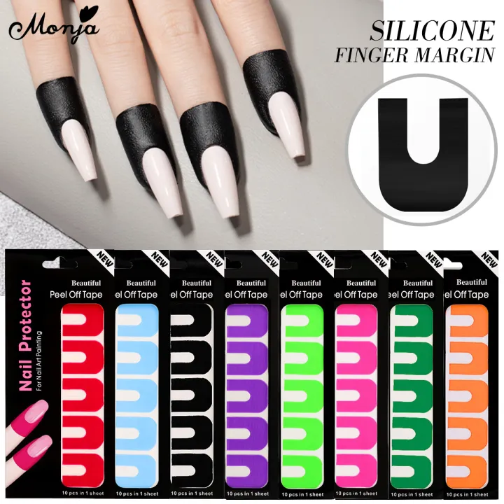 Monja 10Pcs/50Pcs Nail Art U Tape Anti-overflow Peel Off Tape Spill-Proof Sticker Nail Polish Edge Anti-Flooding Patch DIY Nail Art Tools