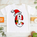 New Letters A-H Merry Christmas T-Shirt Funny Christmas Hat Tshirt Kids Clothes Boys Girls T Shirt Short Sleeve T-Shirts Top. 