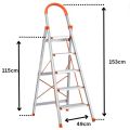 Multipurpose 5 Step Aluminum Ladder, Orange Color Highly Durable Foldable Ladder, With Non Slip Foot Pads. 