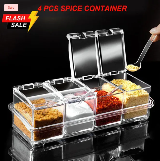 Transparent Condiments Transparent Crystal Condiments Organizers Seasoning Box Condiments 4 ...