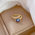 Blue Evil Eye Zircon Open Rings for Women Fashion Gold Plated Finger Ring Aesthetic Jewelry. 