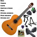 Yamaha C40 Guitar with 8 Accessories Bag, Pick, Tuner, Capo, String winder, Stand, pick Holder, String SetClassical Guitar Indonesian Beginner level classic guitar Nylon Strings Yamaha Guitar C 40. 
