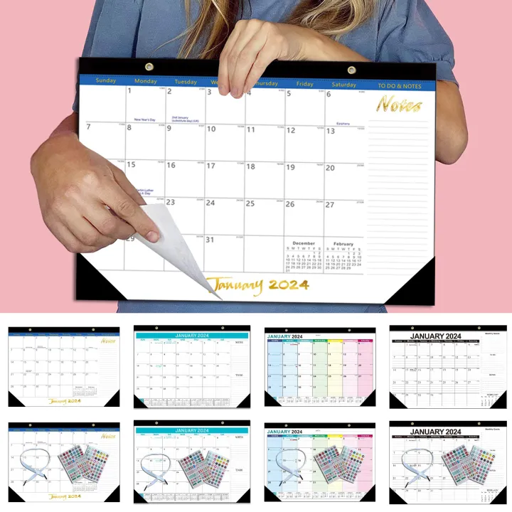 Monthly Calendar with Notes Section 365 Day Countdown Desktop Calendar Multifunctional Durable English Calendar 2024-2025 for Desk less Than 2024 Calendar Wall