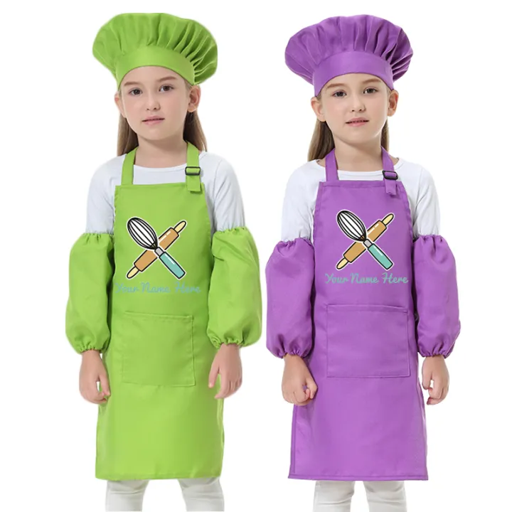 Kids%20Kitchen%20Baking%20Bib%20Pinafore%20Child%20Polyester%20Apron%20Painting%20Eating%20Clothes%20Smock%20Chef%20Hat%20Print%20Name%20NOT%20Free%20-%20Image%202