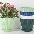 Plastic Planter Pots for Plants, 5 Pack 6 Inch Flower Pots with Drainage Holes and Saucers, for Indoor Outdoor D. 