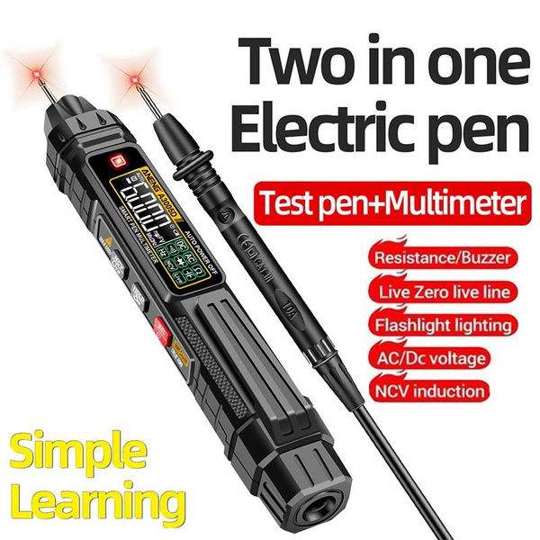 Non-contact Digital Multimeter, Smart Pen Type Multimeter, AC/DC Voltage Resistance Meter Voltmeter Multitester with Test Probe Backlit Flashlight