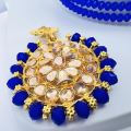 Adorable Gold-Plated ultra blue color crystal Pearl Choker Necklace Set for Women and girl with free box.. 