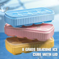 8 Grids DIY Silicone Ice Cube Mould With Lid Ice Cube Mold Kitchen Tools MLK. 