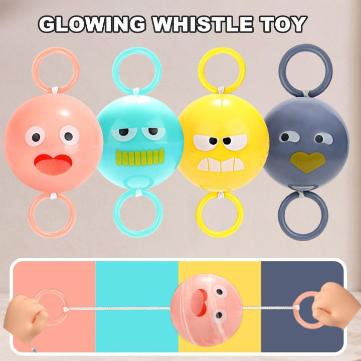 Kids Pull Rope Toy Fun Led Whistle Ball Toy with Cartoon Spinner Design ...