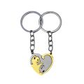 2Pcs/Set His Hers Matching Puzzle Yin Yang Cat Couples Keychains Stainless Steel Heart Key Ring BFF Couple Key Chain Jewelry. 