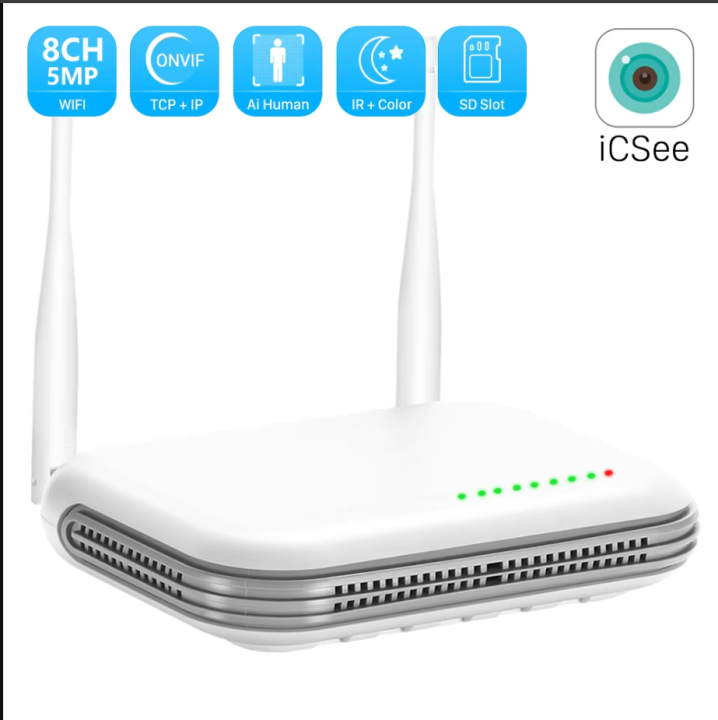 8CH/4CH WiFi WIRELESS NVR Pro  | Supports iCSee &  Onvif Compatible Network |  with Face Detection | Wireless Video Recorder for IP Security Cameras Compact 2.5" HDD Slot | Onvif